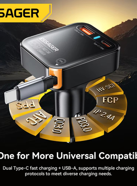 Essager 65W USB C Car Charger Cable 30W Charging for iPhone 16 15 iPad Samsung Xiaomi车载充电器快充