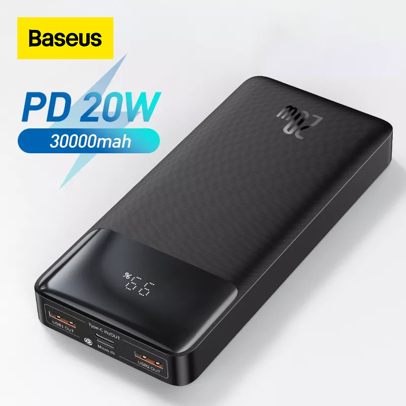 Baseus 30000mAh 20W Power Bank Mobile Phone Charger Portable-封面