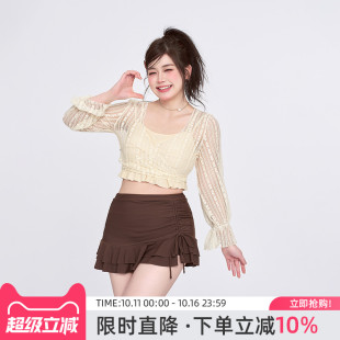 agliondy泳衣女泡温泉大码 保守分体 胖mm微胖女孩遮肉显瘦2025新款