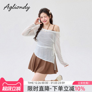 agliondy大码 胖mm显瘦绝美泳衣 泳衣女微胖遮肉泡温泉保守2025新款