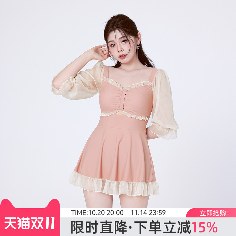 agliondy大码泳衣女泡温泉遮肉显瘦微胖2025新款胖mm绝美高级泳衣