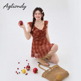 微胖连体泳装 agliondy大码 泳衣女士泡温泉高级感遮肉显瘦2026新款