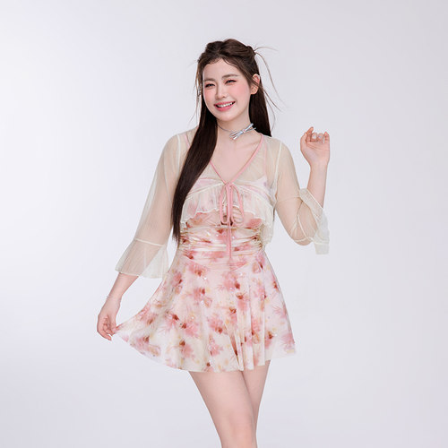 agliondy大码泳衣女泡温泉微胖遮肉高级感2026新款胖mm显瘦连体