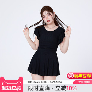 agliondy连体游泳衣女士2025新款 微胖女孩遮肉显瘦胖mm 高级感大码