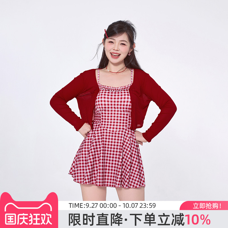 agliondy连体泳衣大码胖mm泡温泉保守度假高级感2025新款微胖女孩