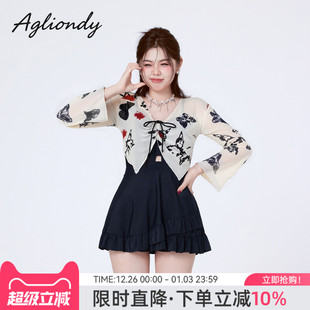 agliondy大码 微胖遮肉显瘦绝美游泳衣 泳衣女泡温泉胖mm2025新款