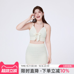 agliondy大码 泳衣微胖女孩遮肉温泉度假纯欲胖mm高级感2025新款