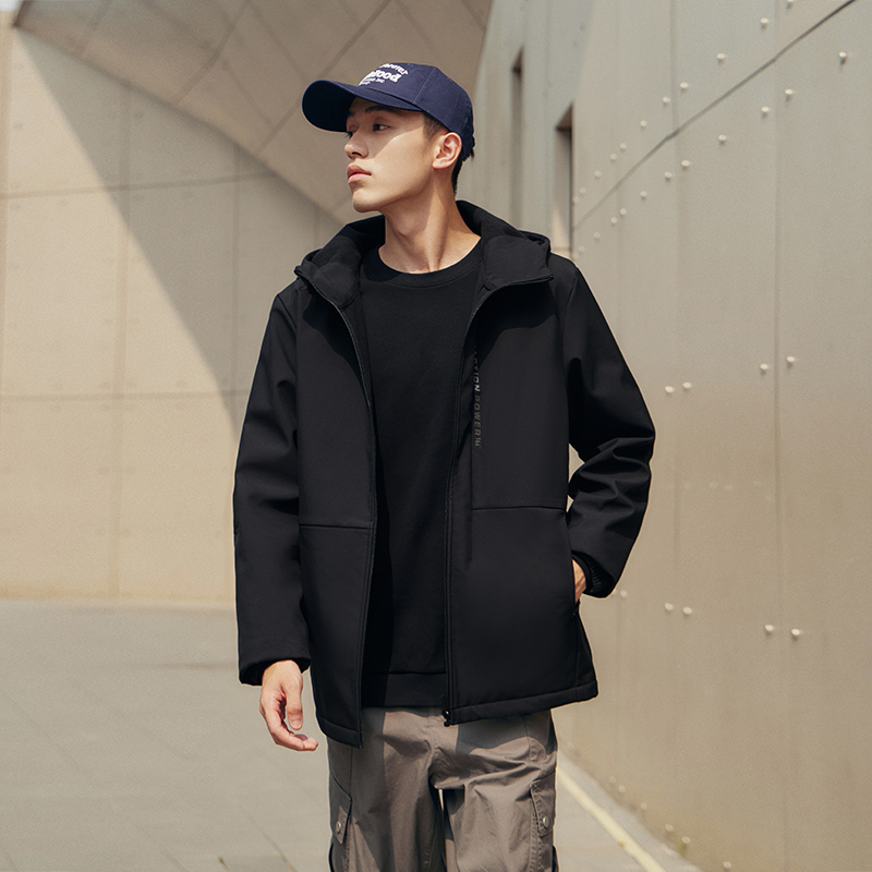 361运动外套男秋冬新款软壳防风防泼水开衫风衣跑步加绒上衣