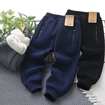 男童羊羔绒长裤休闲加厚裤子
