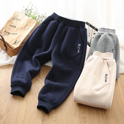 男童冬装休闲加绒加厚运动长裤