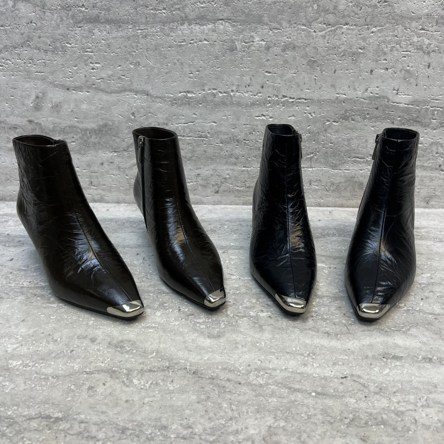 尖头细跟侧拉链高跟鞋马丁靴短靴