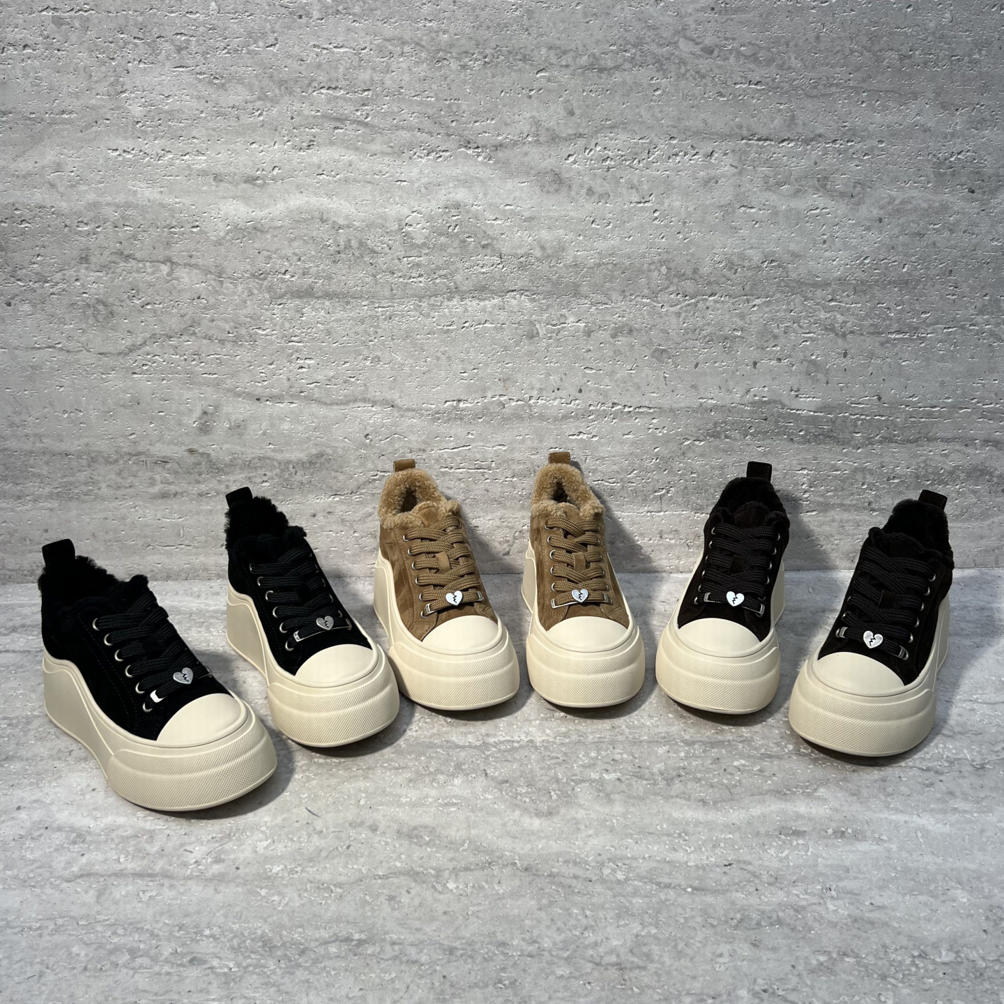 系带羊羔毛加绒高跟松糕鞋棉鞋女