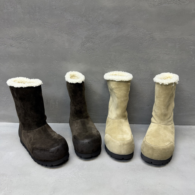 厚底牛反绒加厚羊毛雪地靴中筒靴