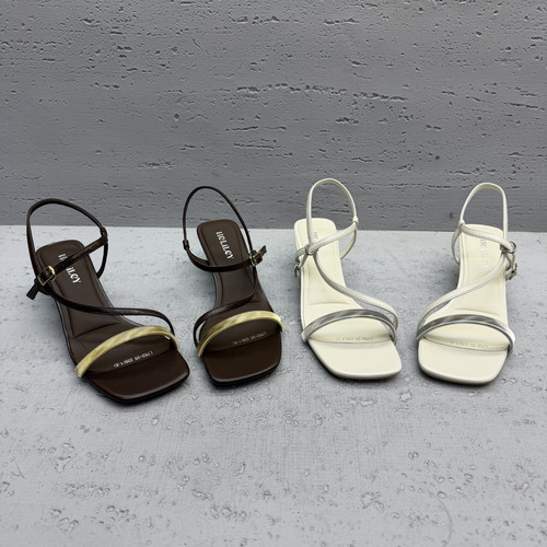 一字带凉鞋露趾低跟搭扣高跟鞋女