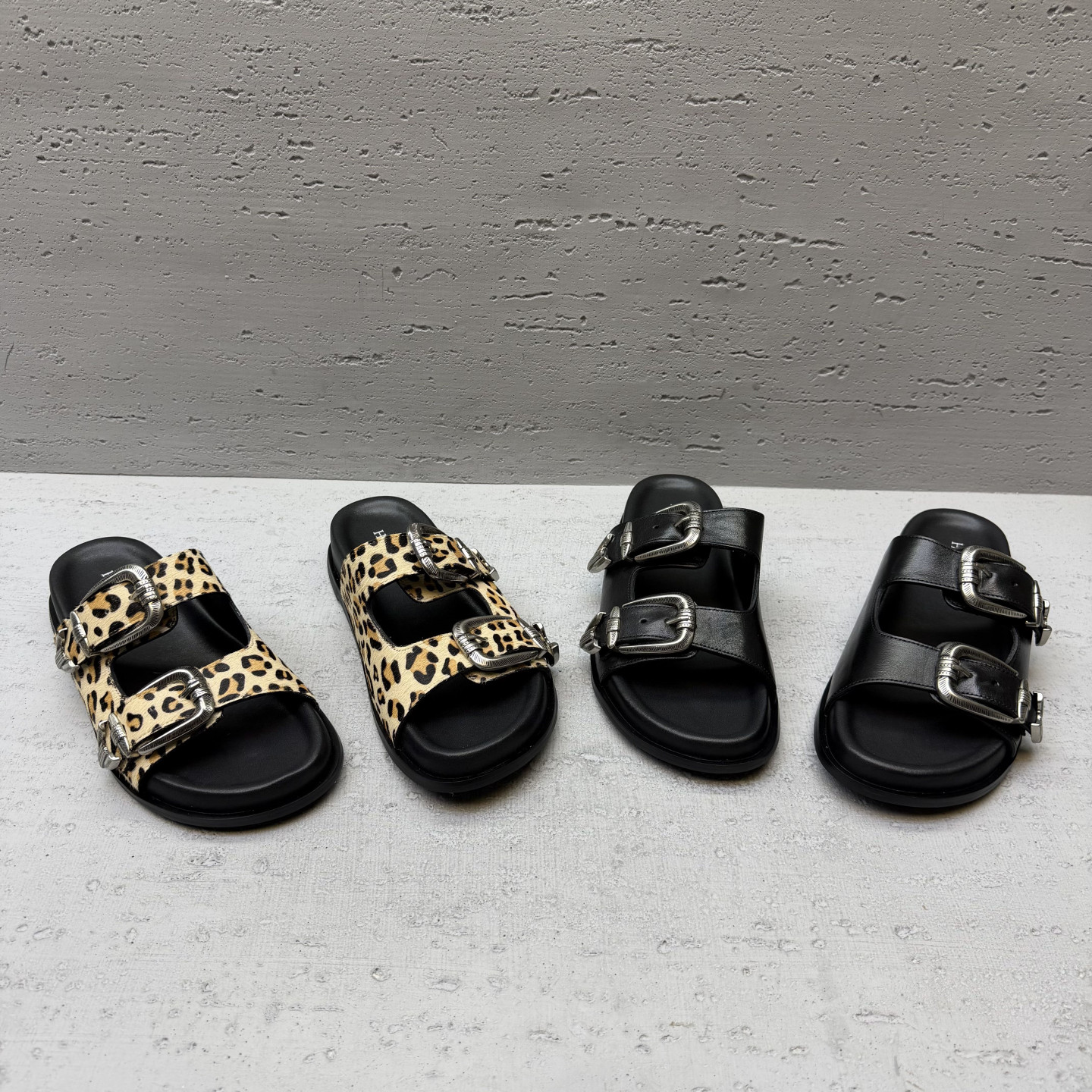 欧洲站女鞋2026夏季新款欧货真皮双带扣一字拖厚底休闲露趾凉拖鞋