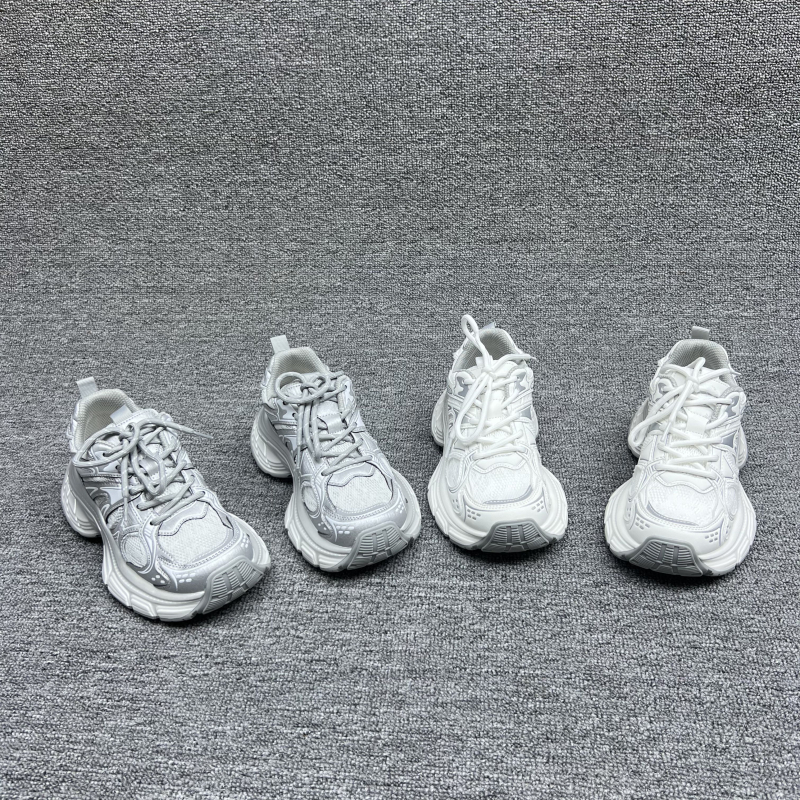 欧洲站2025春季新款欧货真皮女鞋厚底系带网面运动休闲轻便老爹鞋