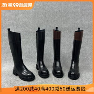 欧洲站真皮女靴2023秋季新款欧货厚底侧拉链胎牛皮高筒骑士靴长靴