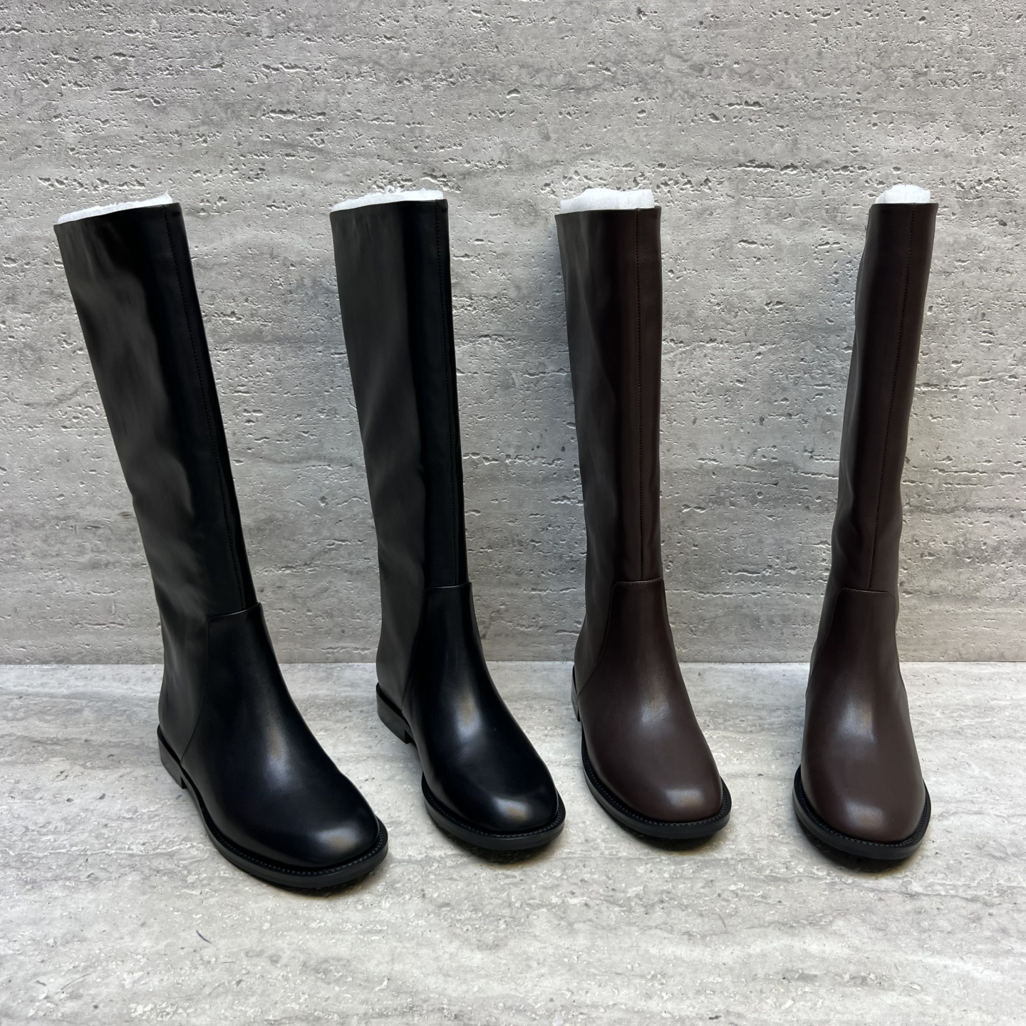 圆头粗跟套筒高筒长靴时尚骑士靴