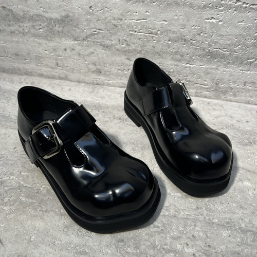 开边珠牛皮英伦皮鞋德比鞋女