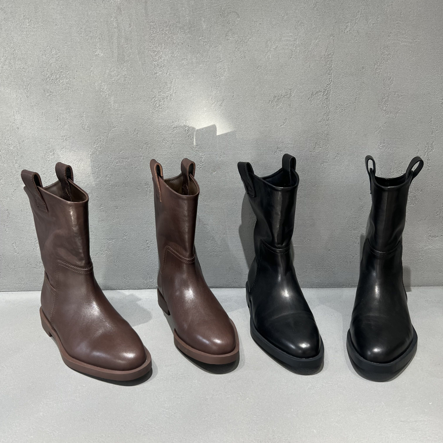 真皮粗跟套筒中筒靴时尚骑士靴女