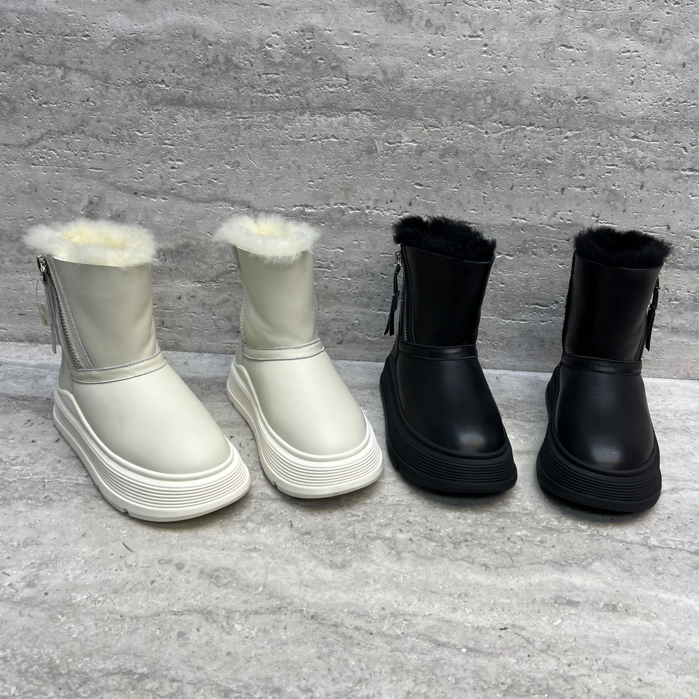 真皮侧拉链加绒保暖雪地靴短靴女