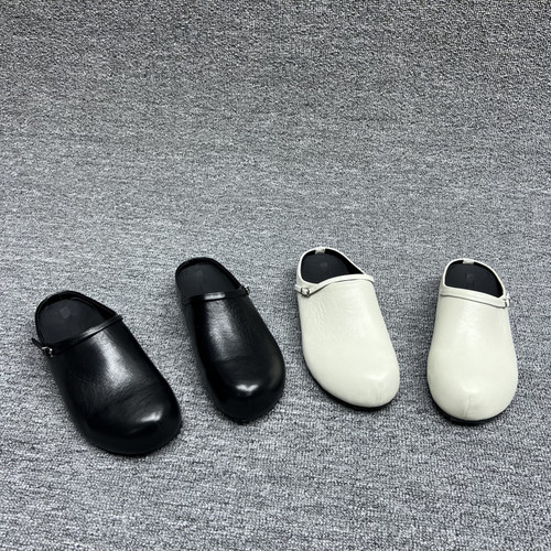 圆头扣带油蜡羊皮包头拖鞋半拖鞋