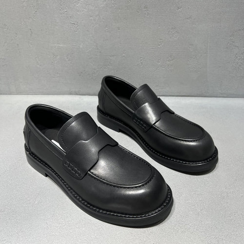 平底胎牛皮一脚蹬皮鞋乐福鞋女