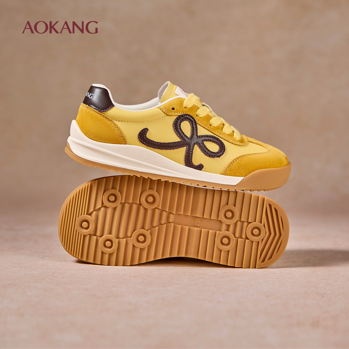 奥康 女鞋秋季黄色德训鞋女复古休闲百搭运动板鞋门店发货,女鞋,德训鞋,淘宝优惠券,粉丝福利购,淘宝优惠卷