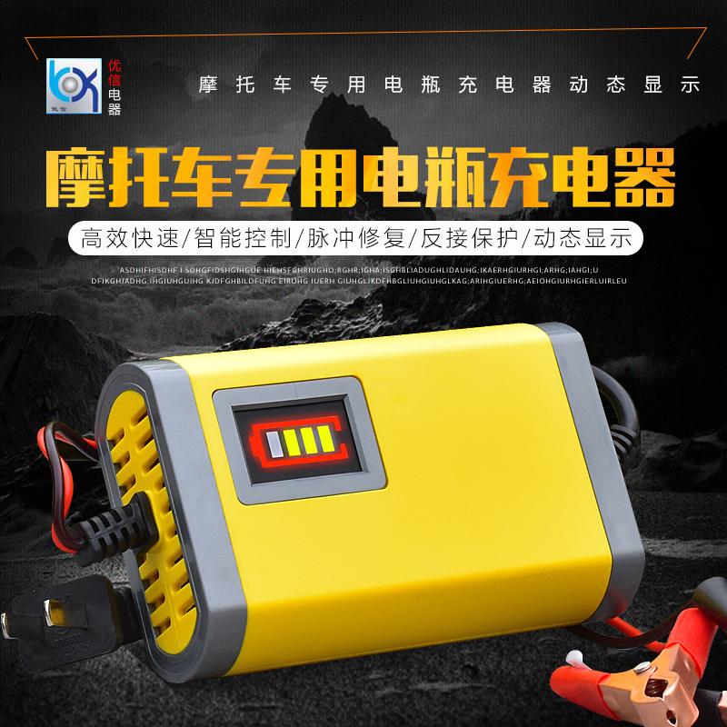 踏板车摩托车电瓶充电器通用