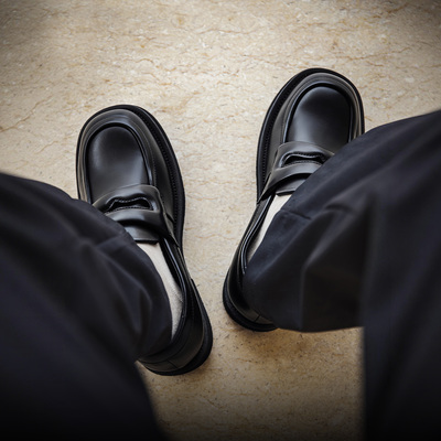 MRA方头乐福鞋厚底增高休闲皮鞋