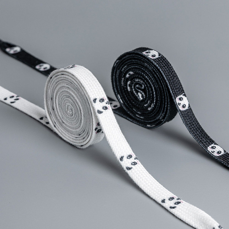 MRA黑白熊猫扁平棉鞋带