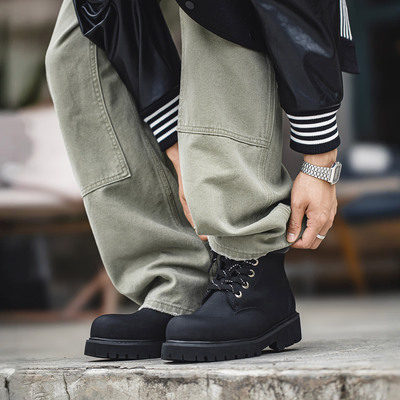 MRA改良版中帮厚底纯黑马丁靴