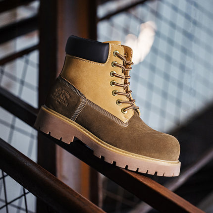 MRA拼接版大黄靴男款2025冬季新款中帮马丁靴美式复古户外工装靴