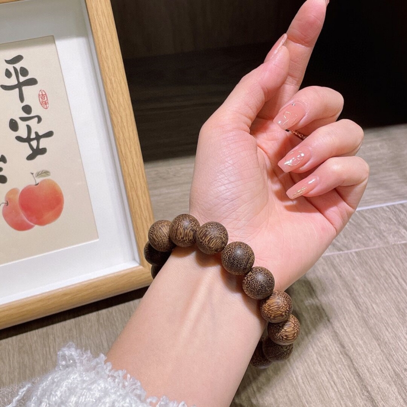 印尼沉香单圈手链 大颗粒15左右文玩盘玩沉香手串  存在微瑕
