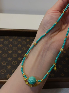 菱镁矿财神项链锁骨链女士饰品礼物