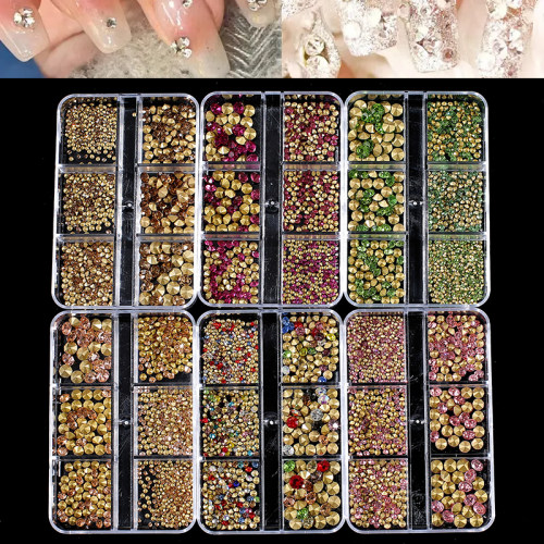 美甲钻石混尺寸AB幻彩尖底水钻