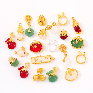 沙金铜钱水晶吊坠小提留平安扣玉髓福字转运珠貔貅平安锁饰品配饰