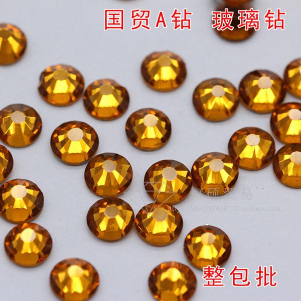 国贸A钻平底钻水晶玻璃平底钻 DIY美甲饰品补钻 金黄 厂家直销