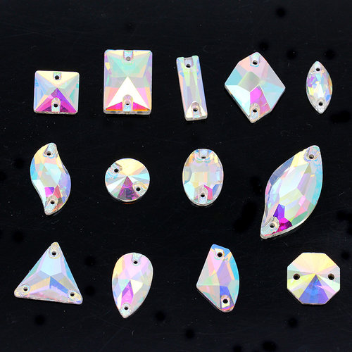 diy水晶玻璃平底炫彩手缝钻