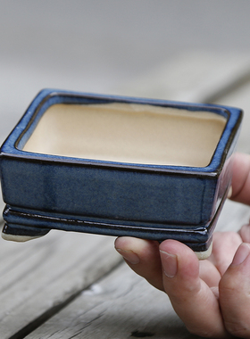 方形浅口矮花盆陶瓷盆景盆菖蒲马槽盆小盆长方形桌面盆栽窑变花器