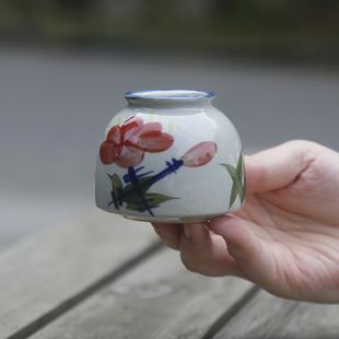 青花无孔迷你花盆花瓶鱼缸造景可泡水水培绿植办公室家用复古花器