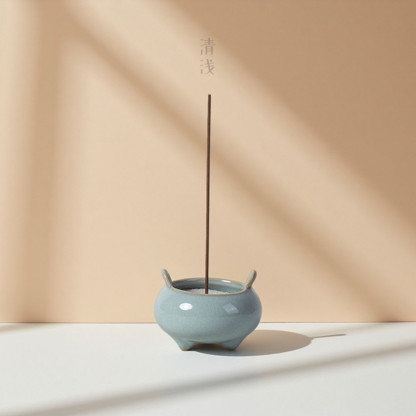 中式陶瓷三足线香托禅意香插香座