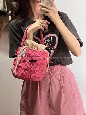 moonpie水桶包手工编织蝴蝶结