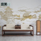 中式 饰墙布酒店吧台壁纸电视背景墙纸创意整张无缝定制壁画 楼阁装