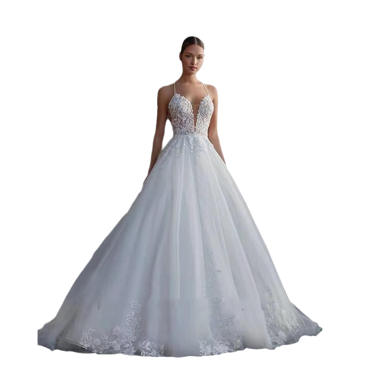 Luxury Lace Wedding Dress Sexy Backless A-line For Women2024 Luxury Lace Wedding Dress Sexy Backless A-line For Women2024