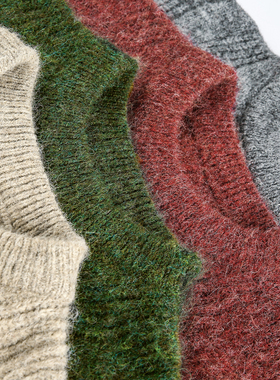 神识麒骥*学院风 Hot nerd经典款 四色马海毛圆领绞花毛衣