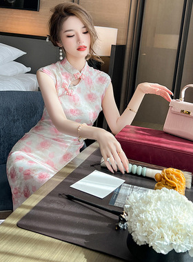 新款2025年国风少女气质改良版印花旗袍连衣裙新中式长裙女30488