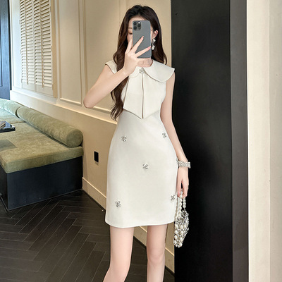 生日派对礼服裙2025夏季新款女装法式娃娃领减龄收腰连衣裙40149