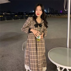 Real price ~ Sweet Baby collar waist Check Plaid Dress for women