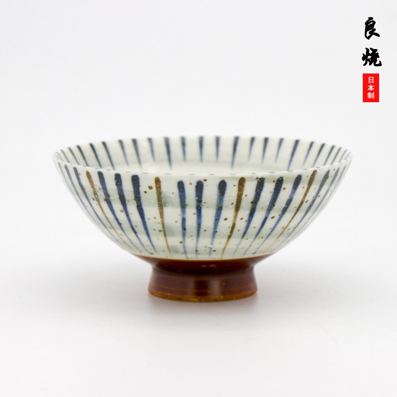 日本原装进口美浓烧荻窑陶瓷碗日式家用汤碗丸型毛料 刷毛卷十草